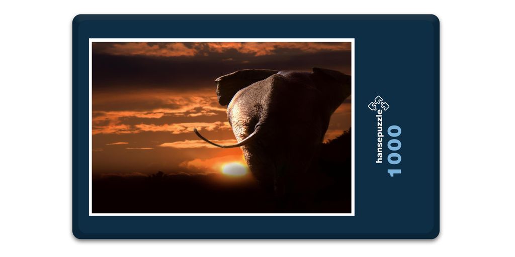 hansepuzzle 10387 - Elefant Puzzle, 1000 Teile, Natur, 60,0 x 46,0cm mit hochwertiger Aufbewahrung, Kartonbox und wiederverschließbarem Beutel