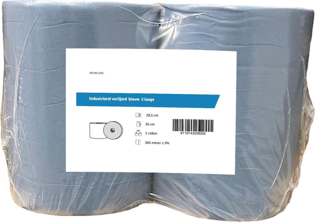 Putztuchtuchrollen | blau | 2-lagig | 36 cm x 360 Meter | 2 Rollen | Papierhandtücher