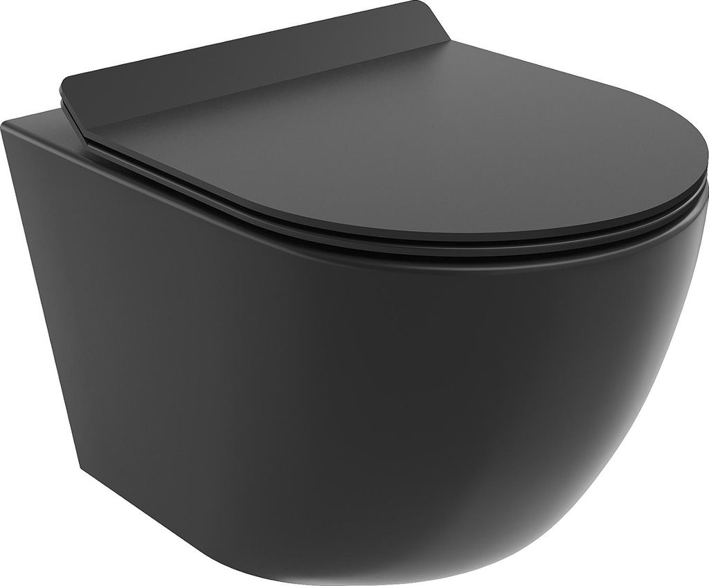 Mexen Lena WC-Schüssel Rimless Tornado mit Slim-Absenkautomatik, Duroplast, Schwarz Matt - 30220185T