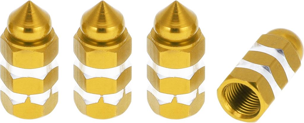 Reifenventilkappen Dekorative Goldfarbene Spitze Stil Reifenventil Staubabdeckungen 7x25,4mm Aluminiumlegierung 4 Stück