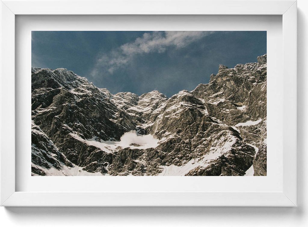 Watzmann Berchtesgadener Berge– Wandbild mit Rahmen – Gerahmtes Bild – Wanddekoration – 30x20 cm – Weiß Rahmen