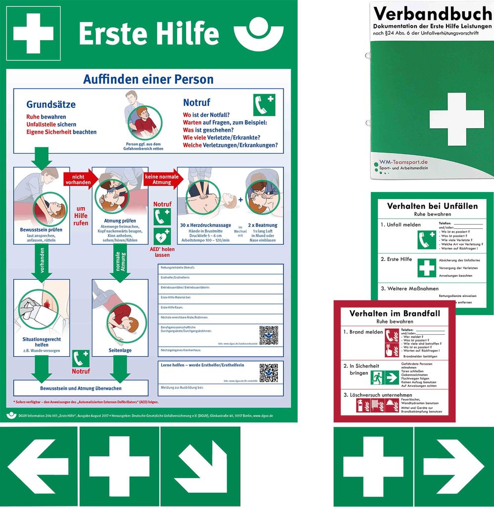 BG-Info-Paket - Aushang Erste-Hilfe + Verbandbuch + Produktbild 