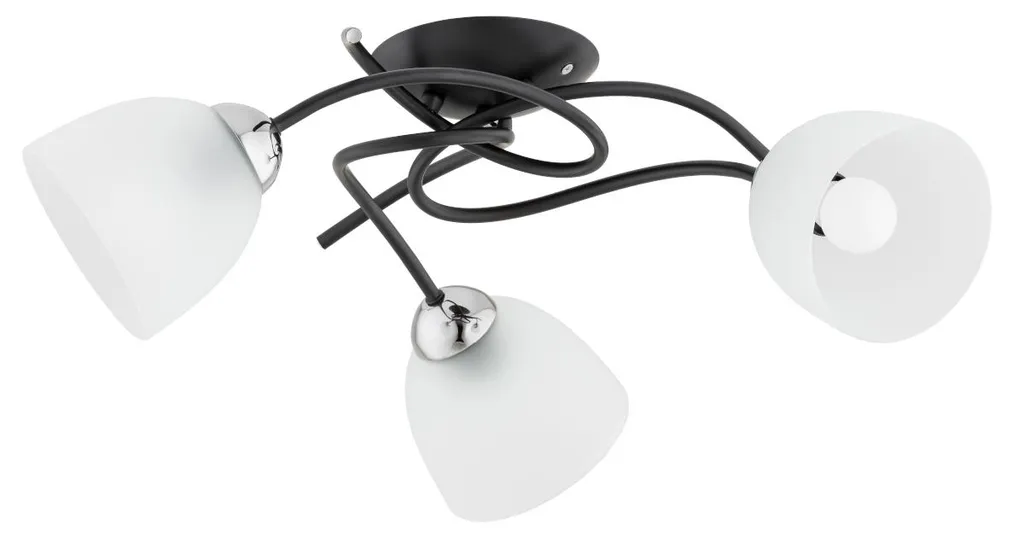 Grand Plafonnier Moderne Carré en Métal Noir et Blanc 3 Lumières E27