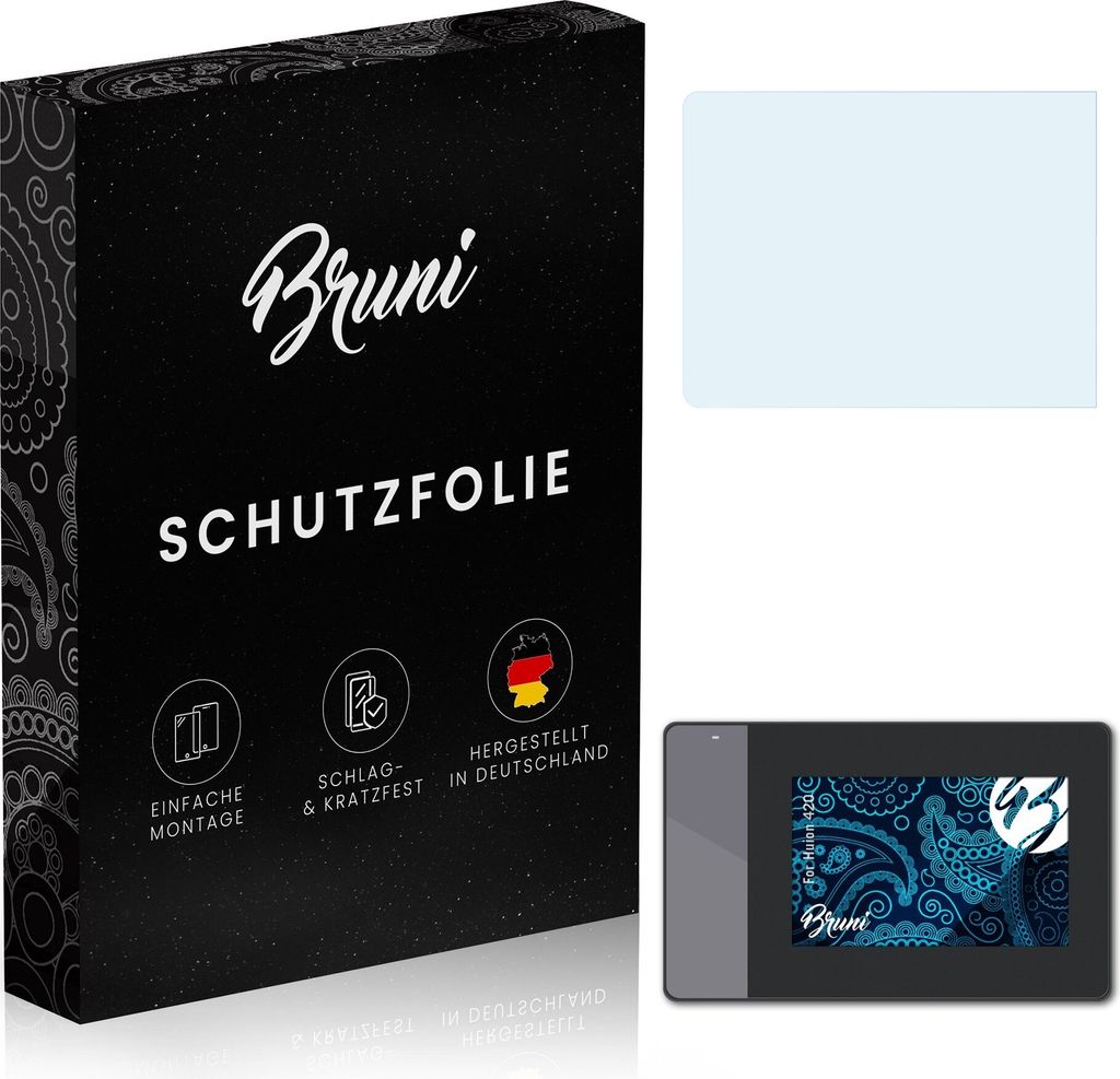 Bruni Basics-Clear 2x Schutzfolie kompatibel mit Huion 420 Folie