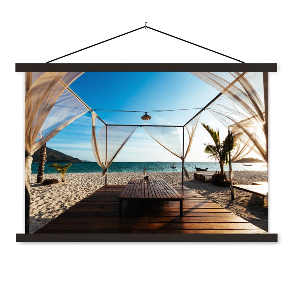 MuchoWow Textilposter Strand - Luft - Meer 90x60 cm mit schwarzem Rahmen - Aufhängungssatz