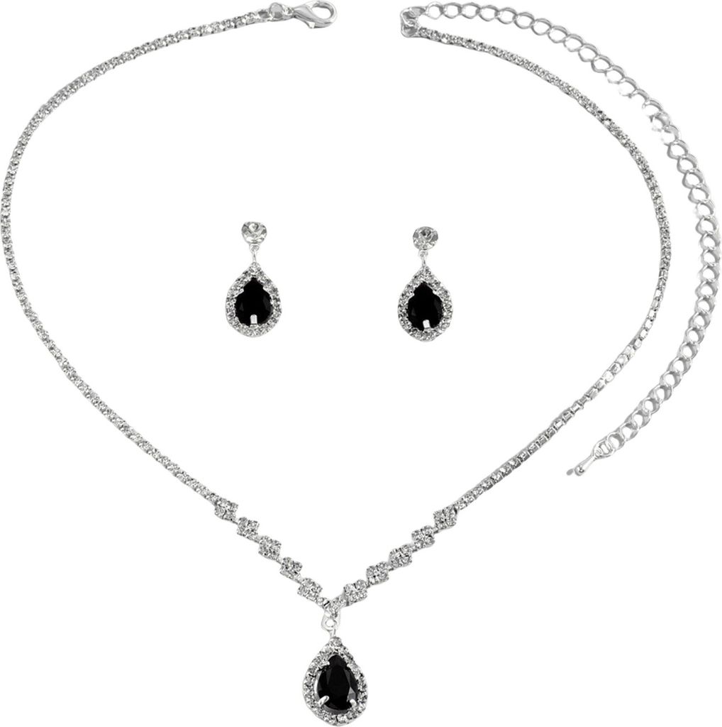 1 Set Damen Schmuckset Strass Halskette Ohrringe Abschlussball Hochzeit Party Braut Wassertropfen Baumeln Ohrringe Formelle Anlässe Halsschmuck