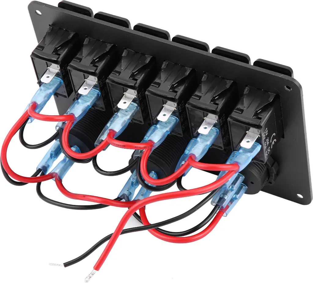 Panneau de Commande 12V 24V 6 Interrupteurs LED Orange avec Voltmètre