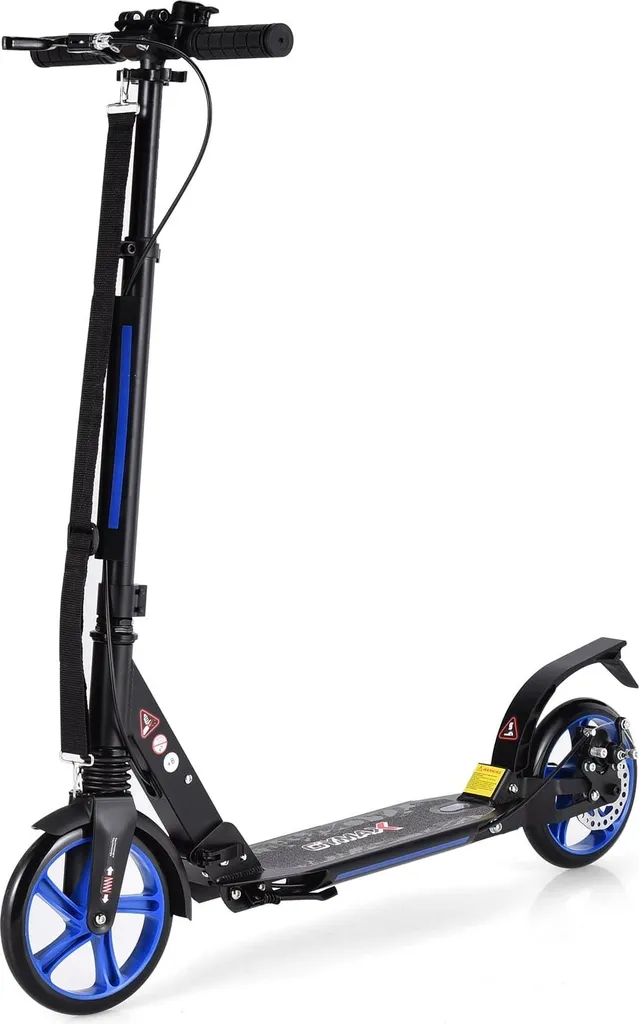 Trottinette enfant pliable réglable avec roues noires et bleues - Modèle K5