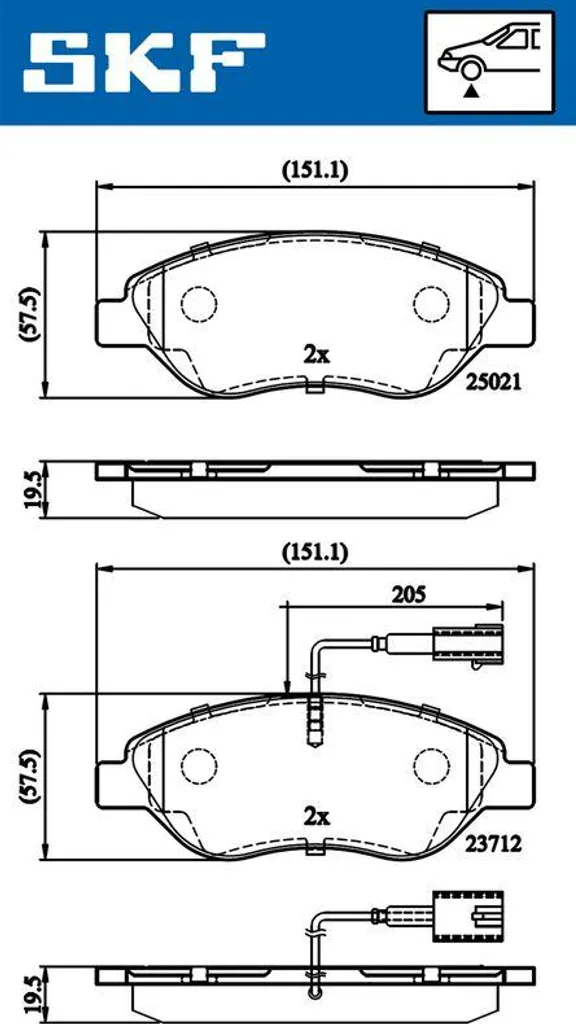 Jeu de plaquettes de frein à disque SKF pour Fiat Bravo et Stilo OE 77365808