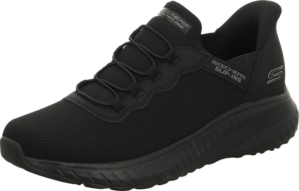 A black Skechers Slip-Ins shoe is shown from a side-front angle against a white background.