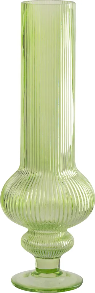 Vase en verre strié vert J-Line Ada : décoration de table élégante