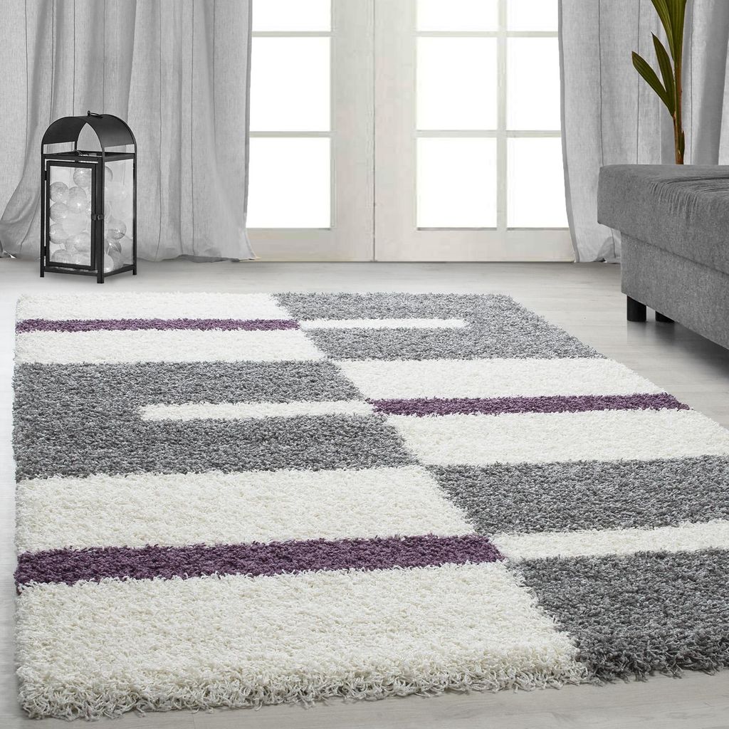 Carpetsale24 Teppich Hochflor Shaggy Kariert Design Teppich Produktbild 
