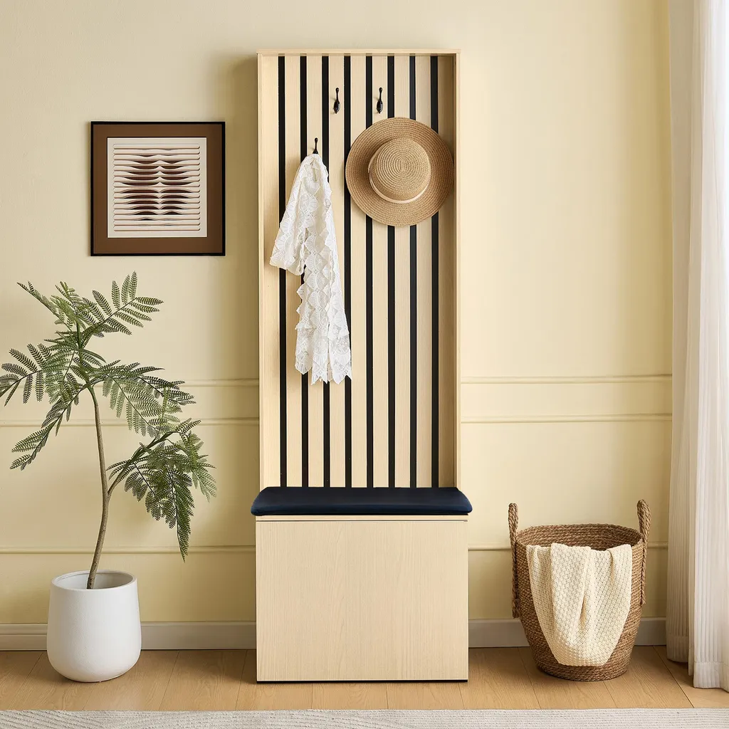 AIORBER Armoire vestiaire moderne avec banc et 4 crochets pour entrée