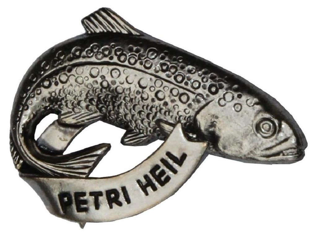 Hutanstecker Forelle mit Petri Heil von Hut-Breiter in silber
