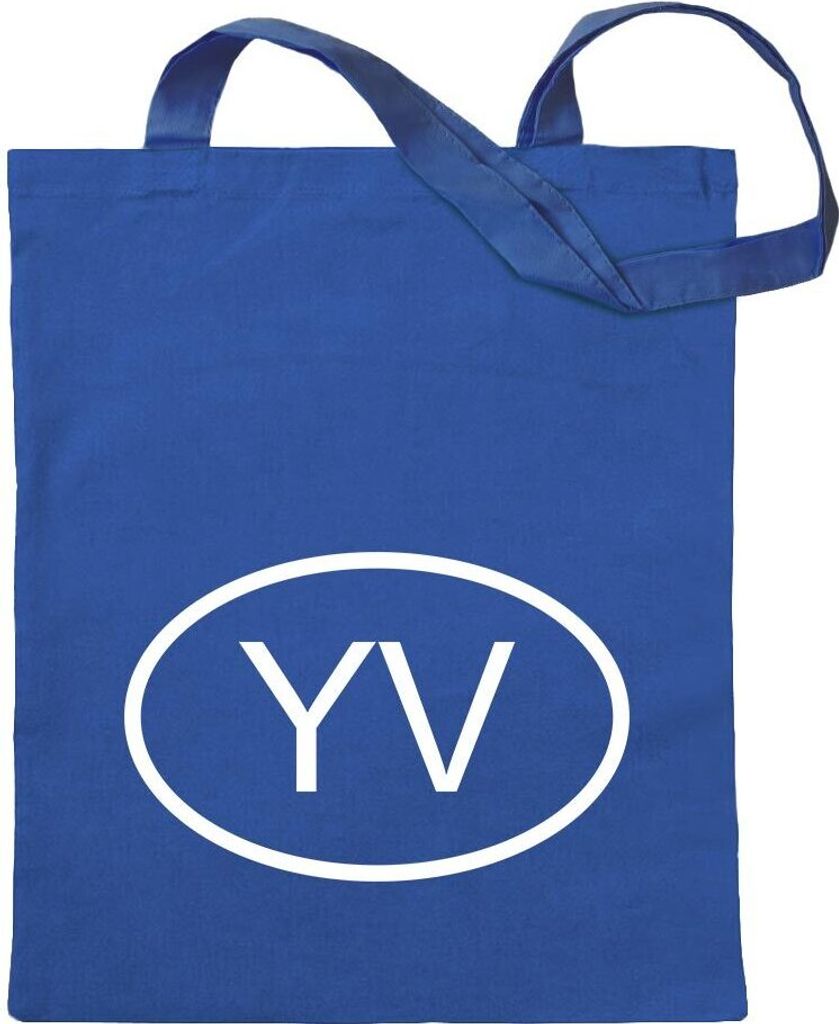 Kiwistar - Baumwolltasche - royalblau - Venezuela YV - Tragetasche Stoffbeutel Umhängetasche langer Henkel