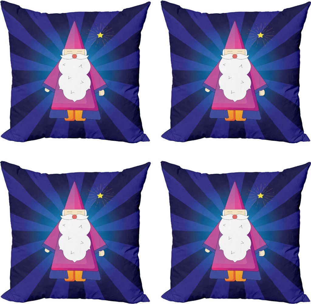 ABAKUHAUS Magier Kissenbezug Set (4 Stück), Mann mit einem Personal Miracle, Moderner Doppelseitiger Digitaldruck, 60 cm x 60 cm, Rosa Indigo und ...