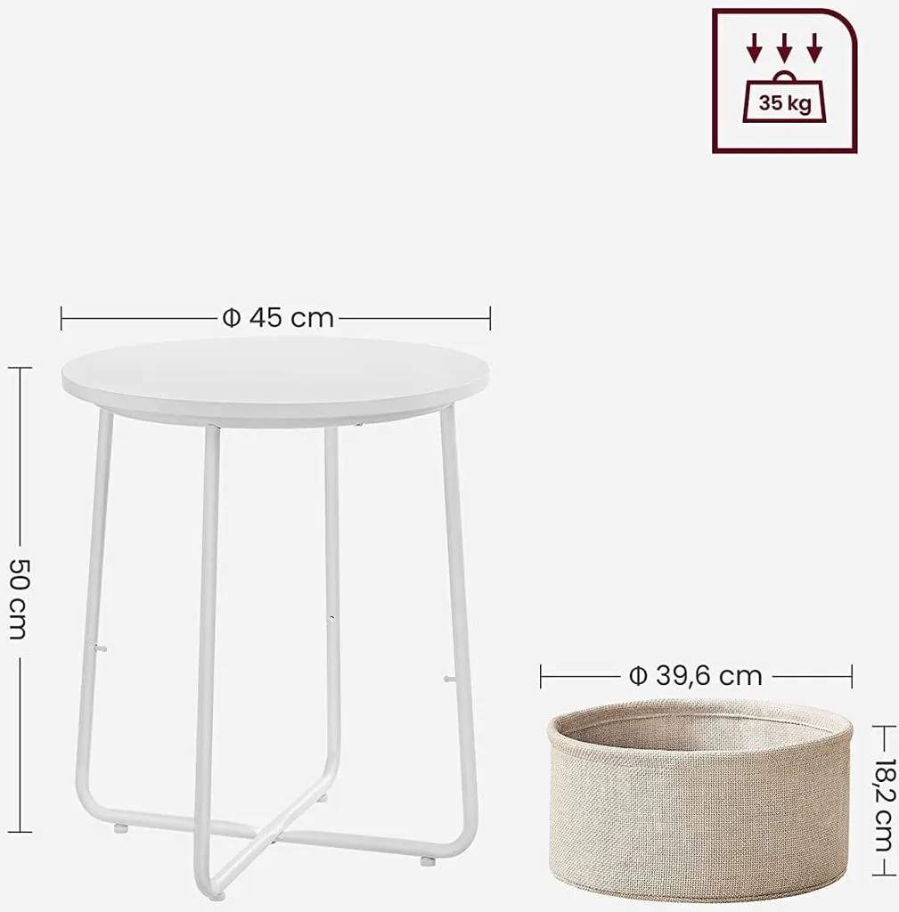 Table d'appoint blanche SALMA : la solution rangement pour petit salon