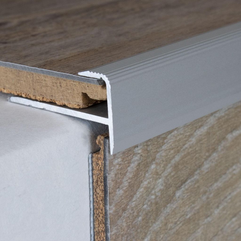 PROVISTON | Einfass- & Abschlussprofil | Aluminium | 15.5 x 34 x 1000 x 8.5 mm | Silber | Einschubprofil | Abschlussleiste | Bodenprofil