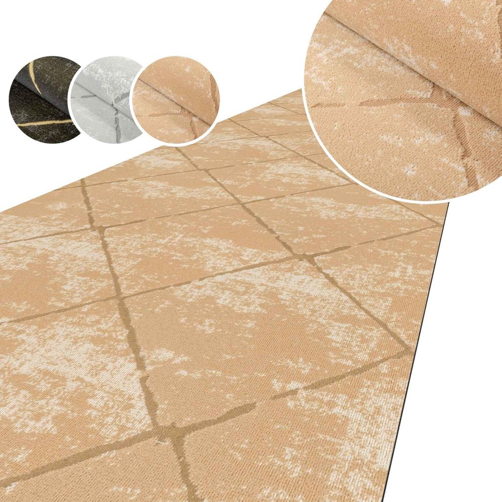 Küchenläufer AYDI Teppichläufer Premium Läufer Textil Karo Beige 50x120cm