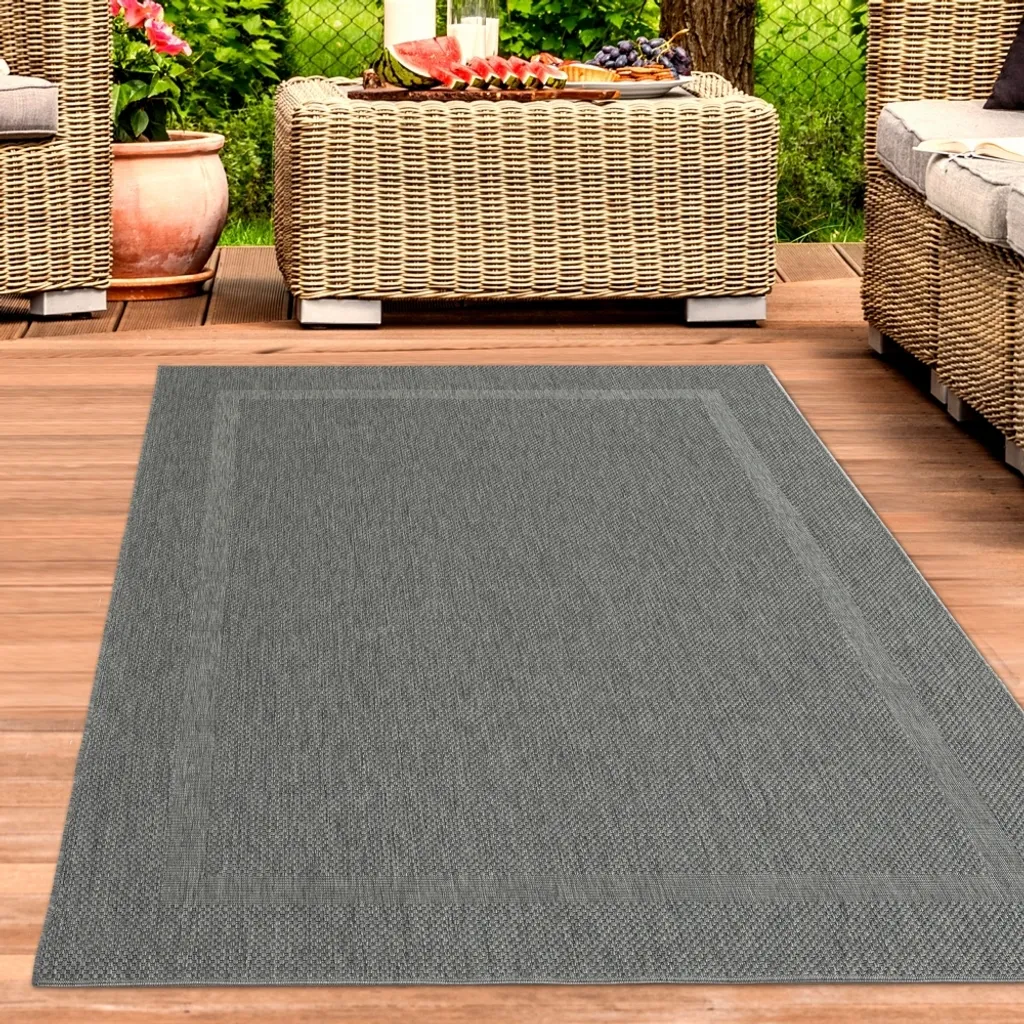 Tapis sisal anthracite robuste 160x220 cm finition bordure élégante