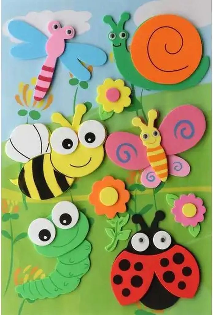 Glorex Moosgummi 3 D Gartentiere 7,5 x 5 cm selbstklebend Produktbild 
