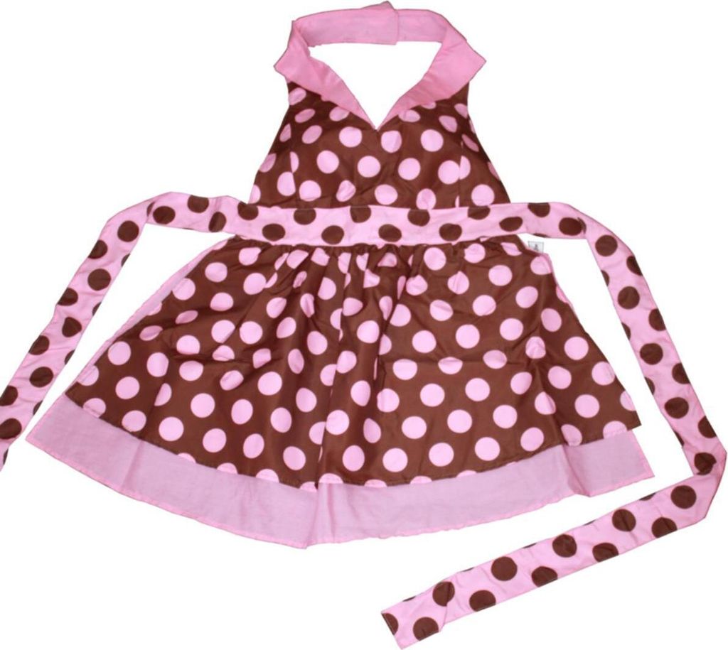 Küchenschürze Lady Punkte Look Hemdkragen braun-rosa Einheitsgröße ca. 62 cm