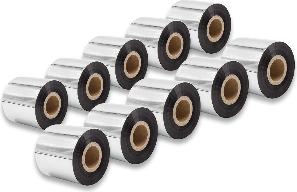 vhbw 10x Thermotransfer-Band kompatibel mit Valentin CV6800 Drucker Etikettendrucker, Wischfest, 60 mm x 300 m, Wachs-Plus Schwarz