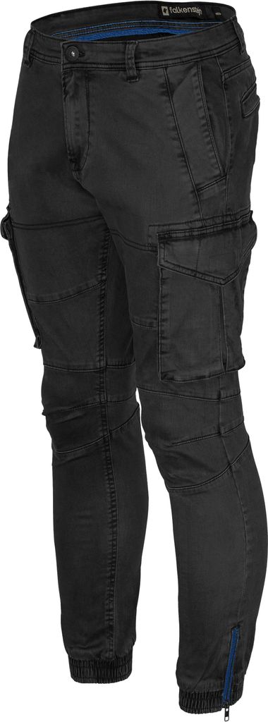 FALKENSTEJN Cargohose Herren mit Taschen Freizeithose Wanderhose Trekkinghose Men Pants Outdoorhose für Männer L / Schwarz