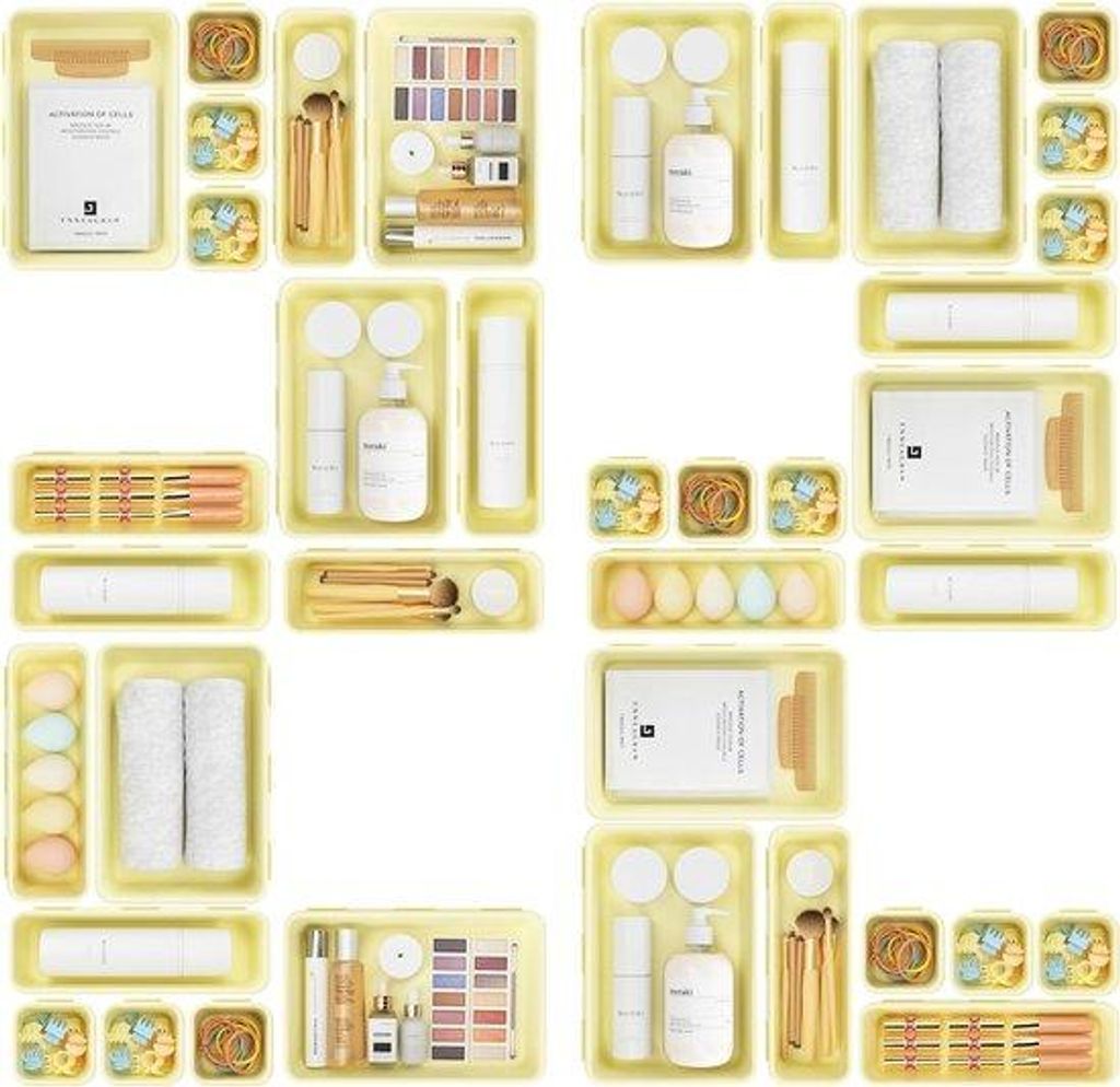 Gelbe Lade-Organizer-Box, Büro- und Küchen-Organisationssystem