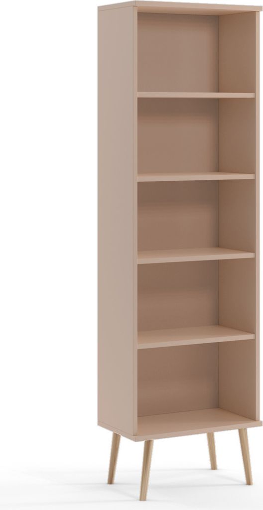 Bettso Bücherregal Standregal freistehendes Aufbewahrungsregal Büroregal Aktenregal 5 Regale geräumige 46 x 180 cm für Wohnzimmer Büro IKON Beige