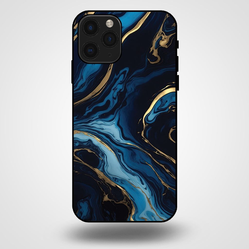 Smartphonica Handyhülle für iPhone 11 Pro mit Marmordruck - TPU-Hülle mit Marmor-Design - Gold Blau