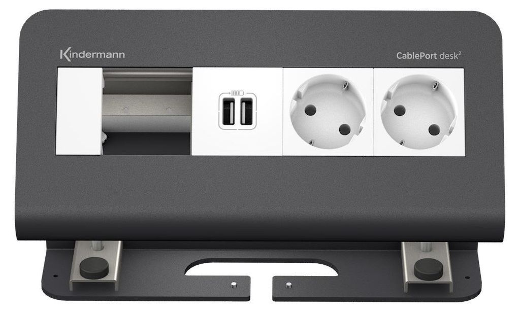 Kindermann CablePort desk² 4-fach 2xStrom 1xUSB