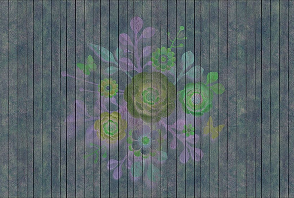 Tadessi Fototapete | Holzoptik | 4.00 m x 2.70 m | Grün | Lila | Wandbild | Digitaldruck