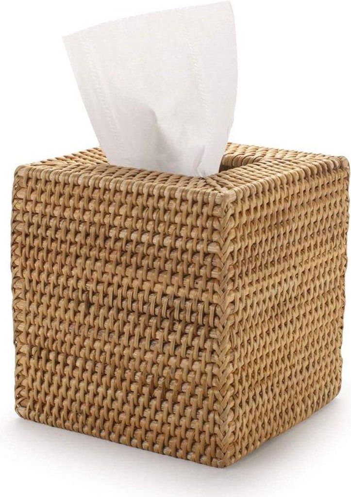 Kleine quadratische Aufbewahrungsbox aus Rattan