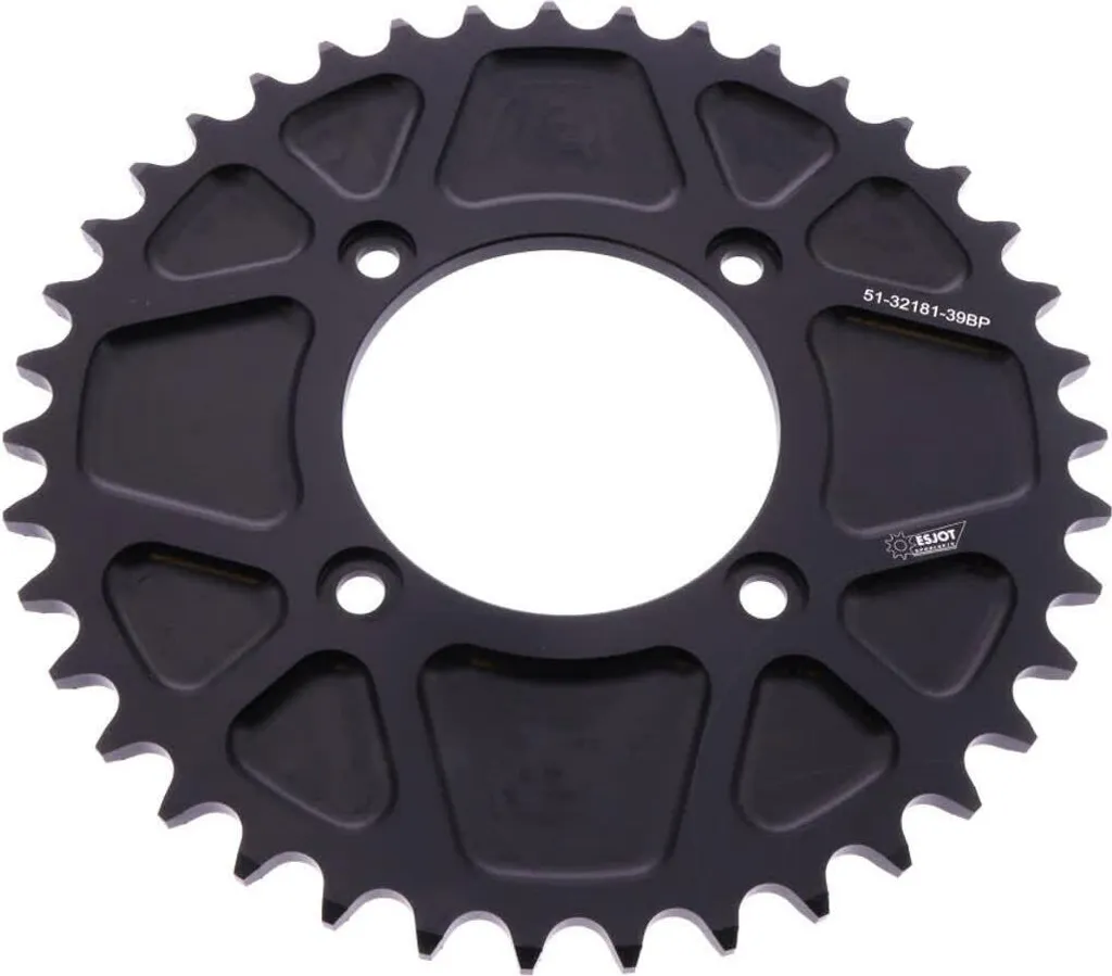 Roue dentée 39 dents pas 520 ESJOT en alu noir ultra légère et robuste
