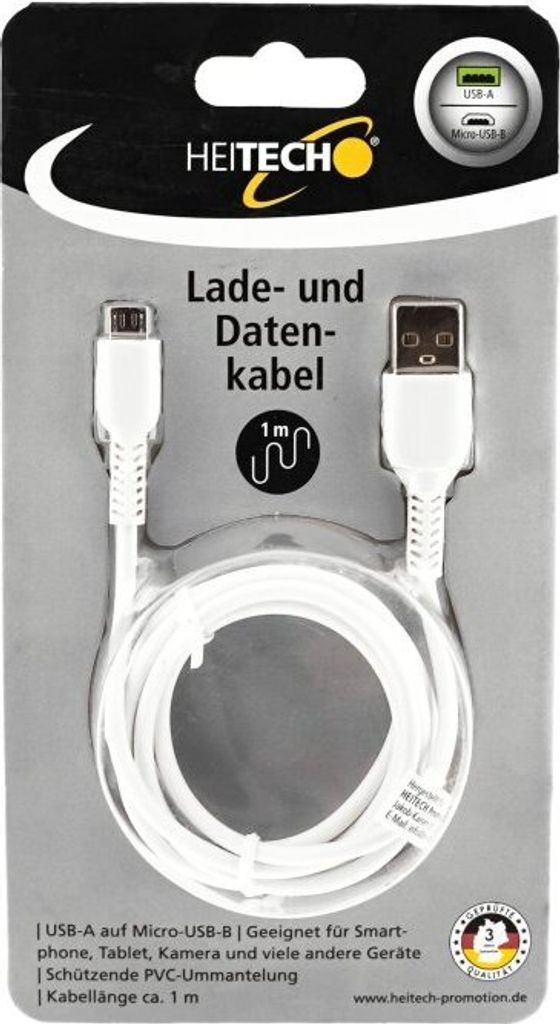 Ladekabel USB A auf Micro-USB-B 1 m weiß