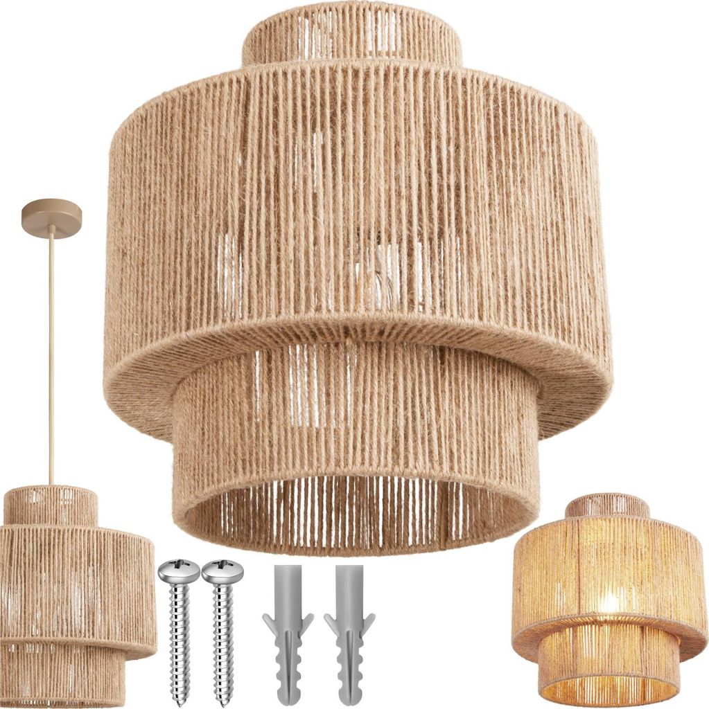 A collection of pendant lights and mounting hardware against a white background.