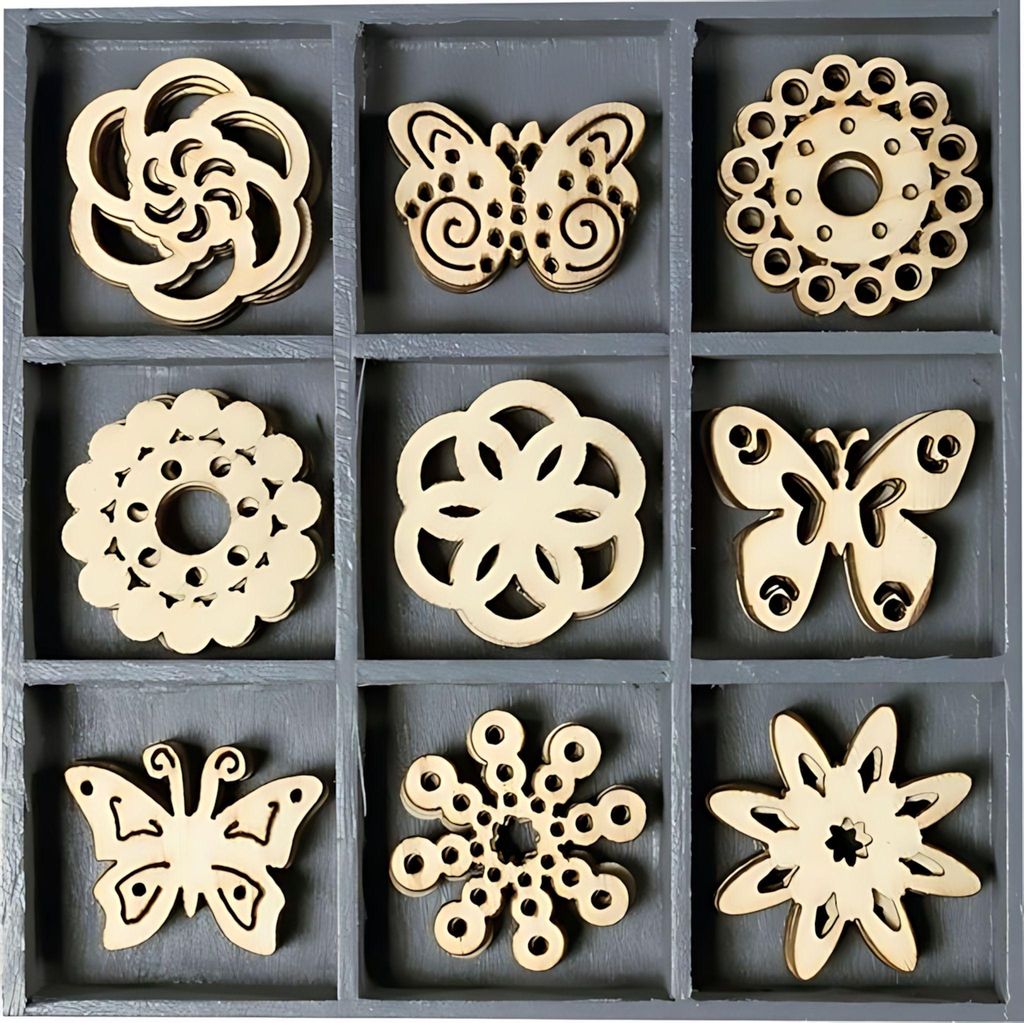 Holzornamentbox Schmetterling Ornament VE=45 Stück