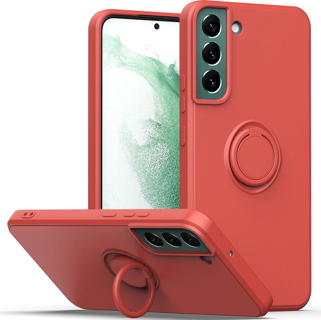 Samsung S22+ 5G Handyhülle, Ring Halter Ständer Kratzfeste Weiche Silikon schutzhülle für Samsung Galaxy S22 Plus 5G 5G bordeaux