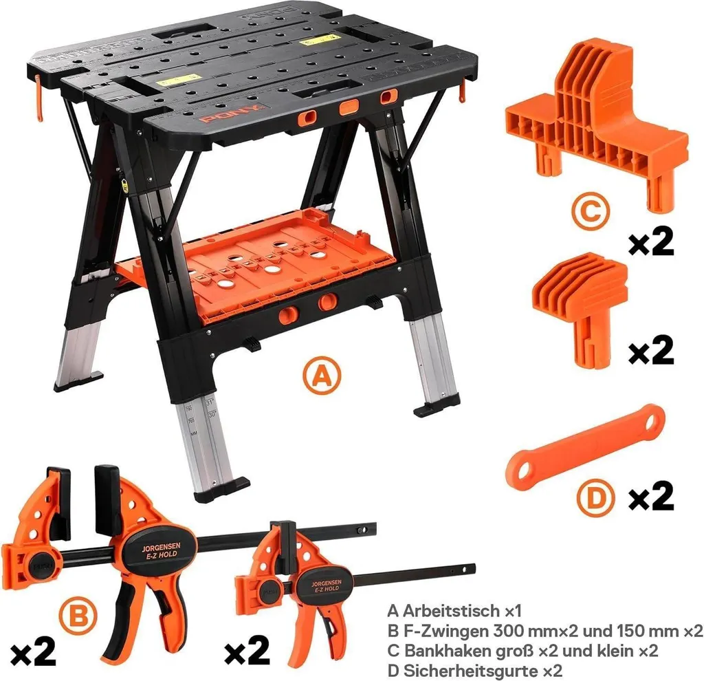 Établi de bricolage pliable multifonction avec étaux et support
