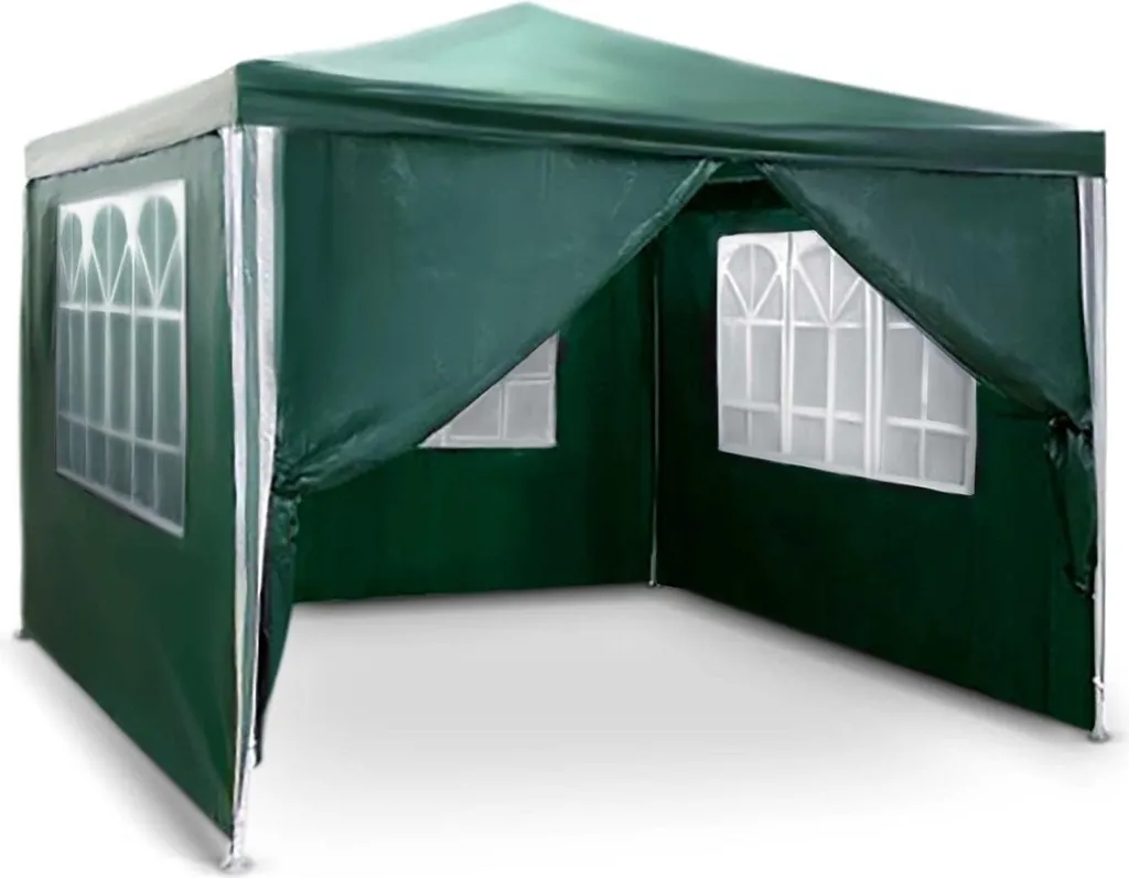 Abri de jardin 3x3m pour repas extérieurs - Pavillon vert ombrage 4935