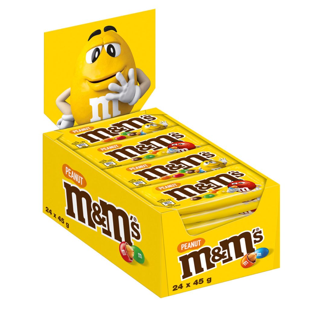 m&ms Peanut mit 24 Portionen Erdnüsse in Milch Schokolade 24x45g