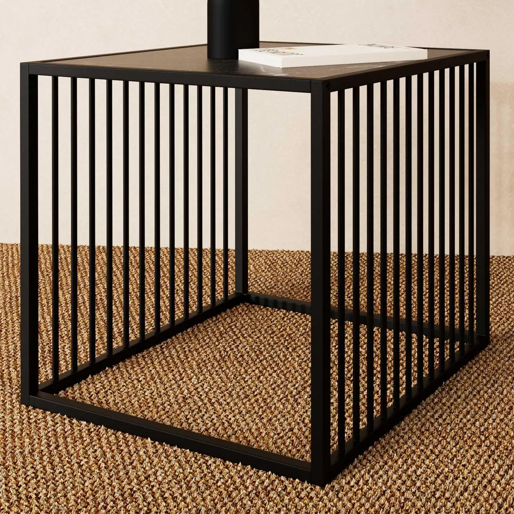 Table d'appoint compacte Strington effet marbre noir pour petits espaces - 9
