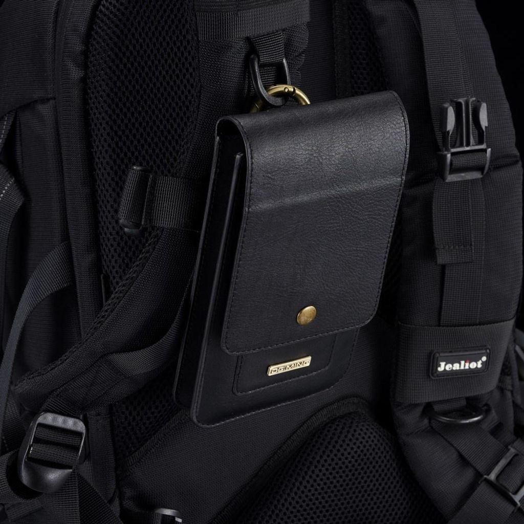 DG.MING Universelle Smartphone Hülle aus Leder mit Gürtelclip und Kartenhalterung - 6,5 bis 7 Zoll - Schwarz