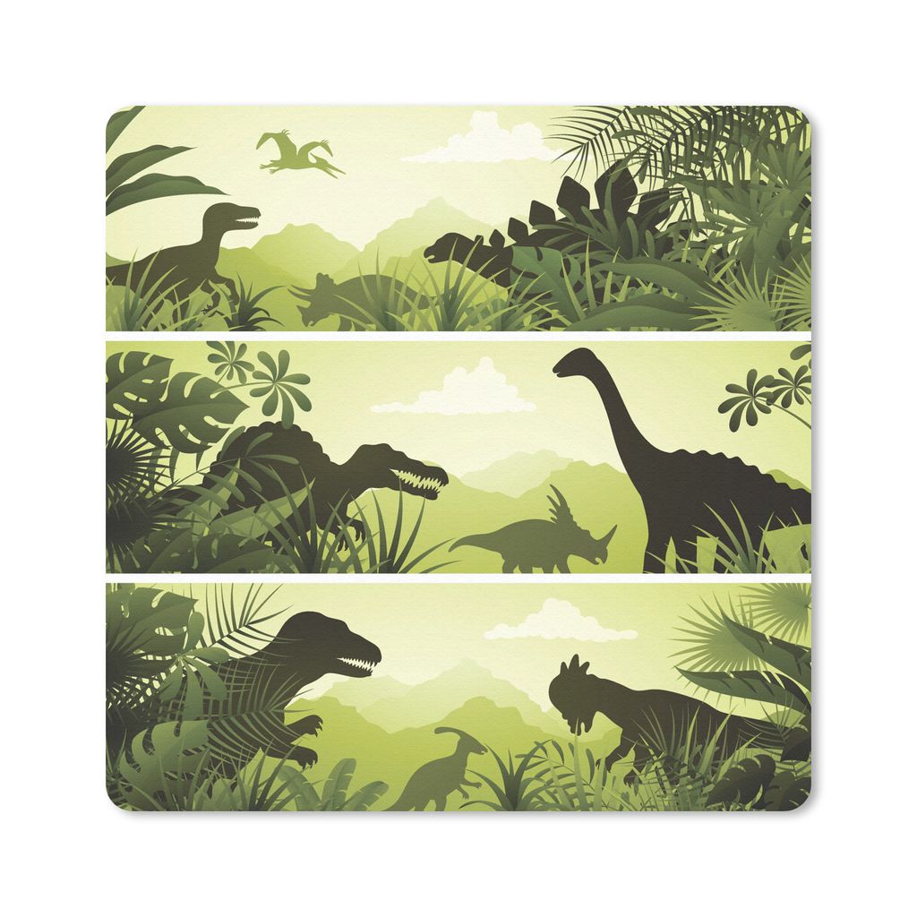 MuchoWow Mauspad Mousepad Dinosaurier - Dschungel - Illustration - Kinder - Kind 30x30 cm - Mousepads - Maus Mat - Pad - Mausunterlage - Gaming