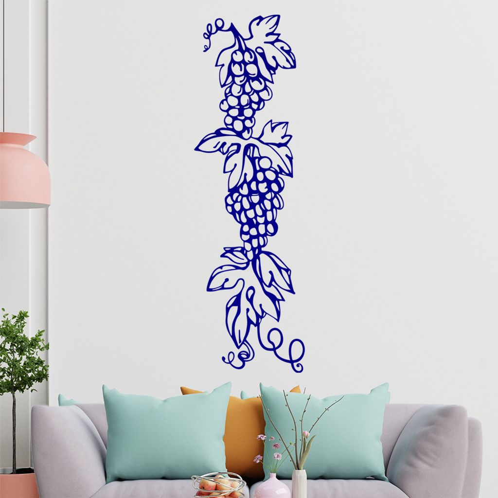 Weintrauben - Pflanze Wandtattoo in 6 Größen - Wandaufkleber Wall Sticker - Dekoration, Küche, Wohnzimmer, Schlafzimmer, Badezimmer