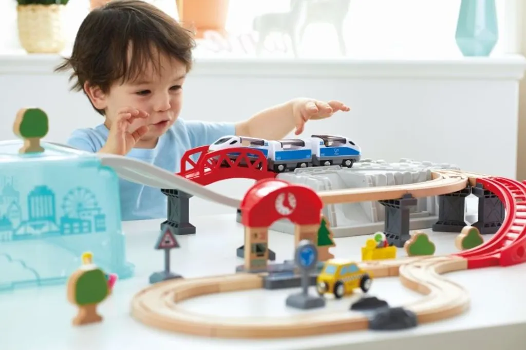 Circuit de train en bois Hape complet pour enfant dès 3 ans avec bac - 9