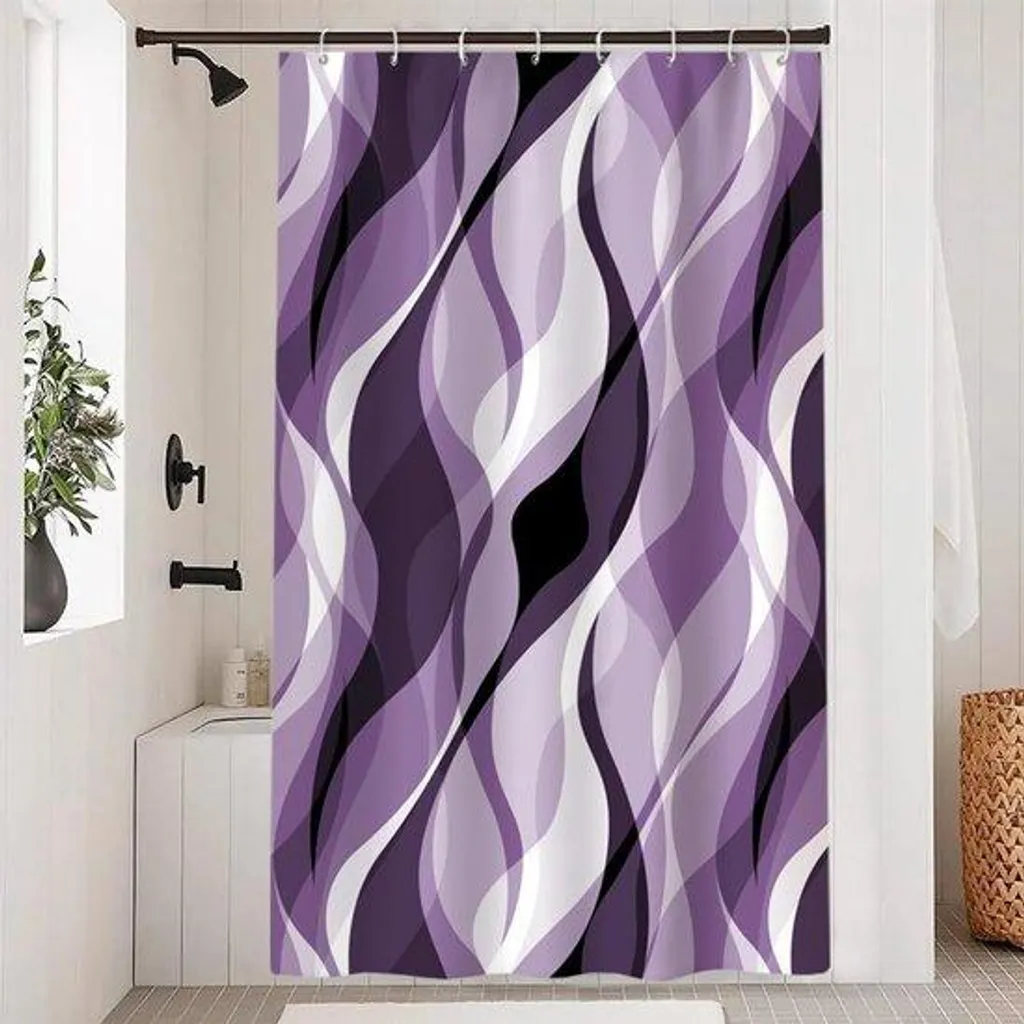 Rideau pour Douche Étroite 120x180 cm Géométrique en Tissu Hydrophobe