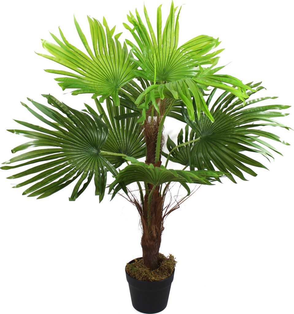 Künstliche Fächerpalme 90 cm mit 9 Palmenwedel Kunstpalme Kunstpflanze Künstliche Palme im Topf