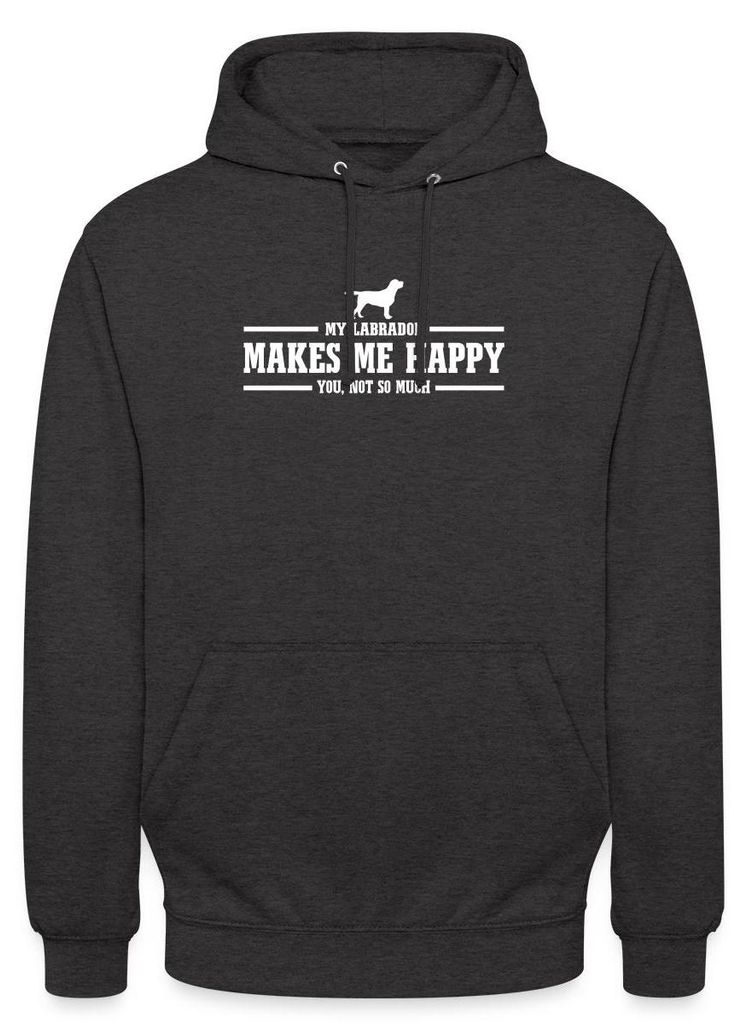 Spreadshirt Labrador Macht Glücklich Hundebesitzer Witzig Uni Hoodie, XXL, Anthrazit